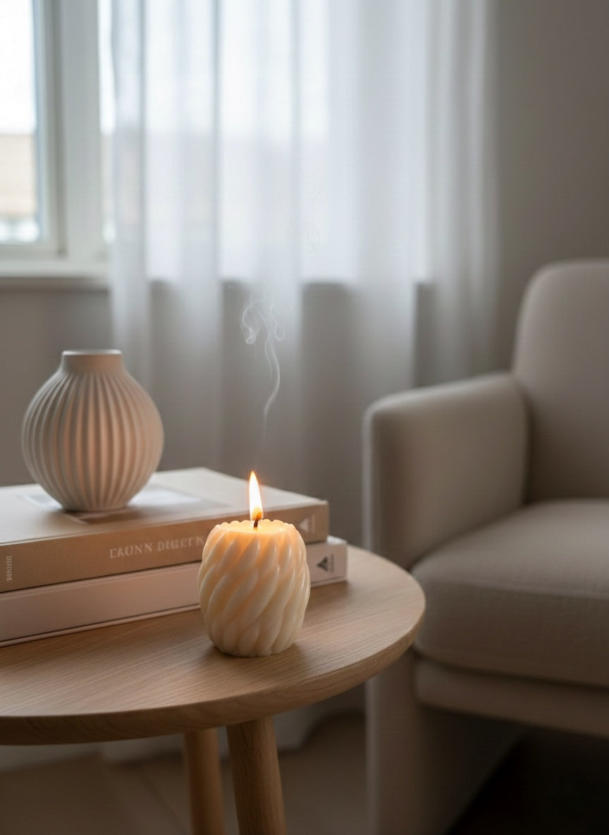 Bougie artisanale parfumée - Torsade minimaliste