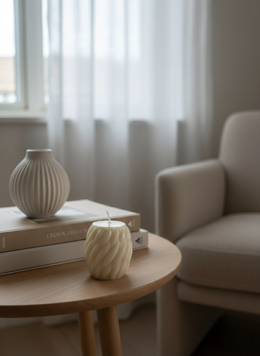 Bougie artisanale parfumée - Torsade minimaliste