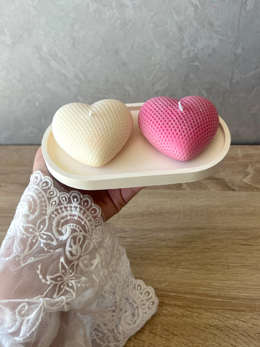 Duo de Bougies Cœurs & Plateau