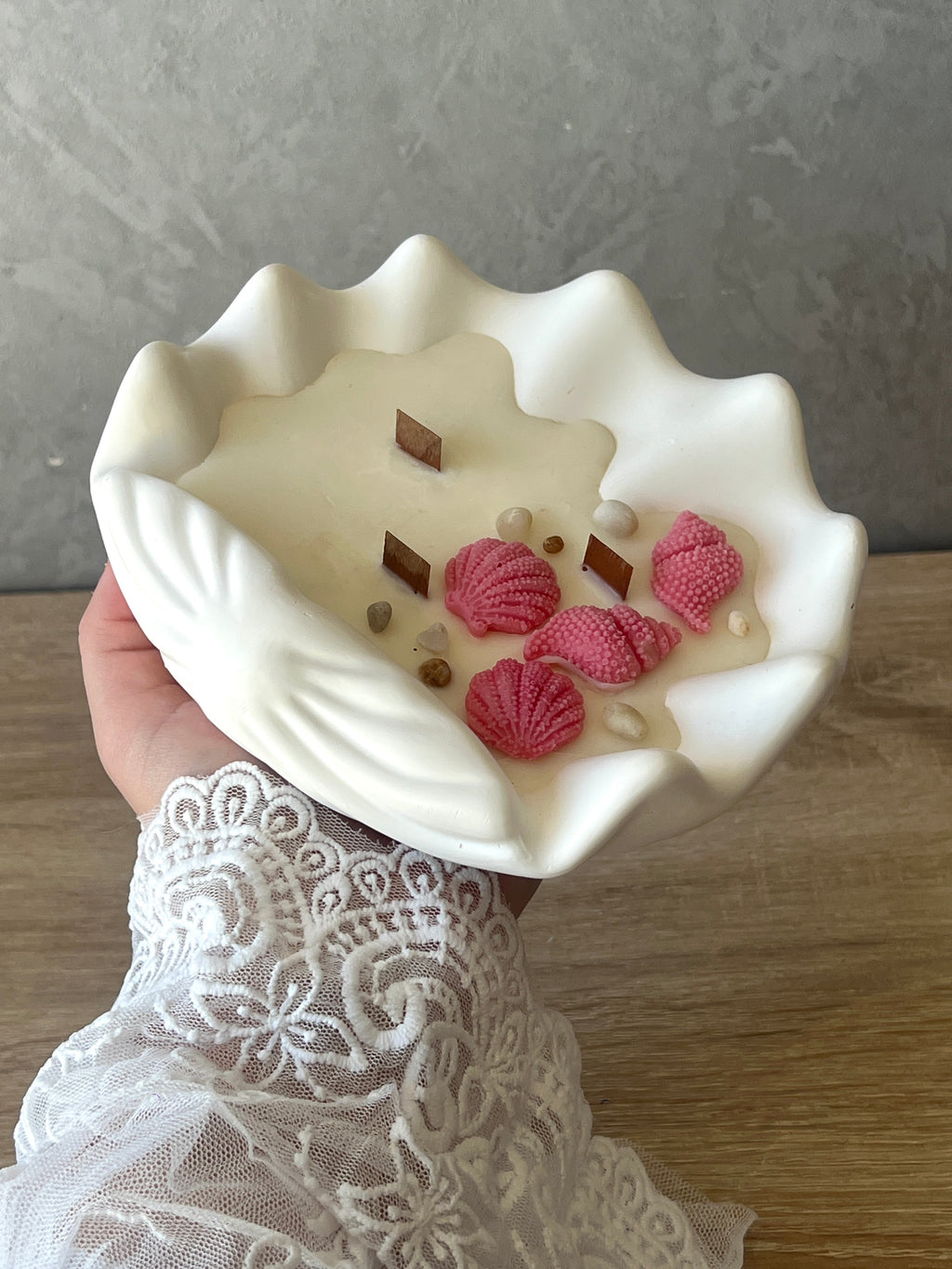 Grande bougie coquillage