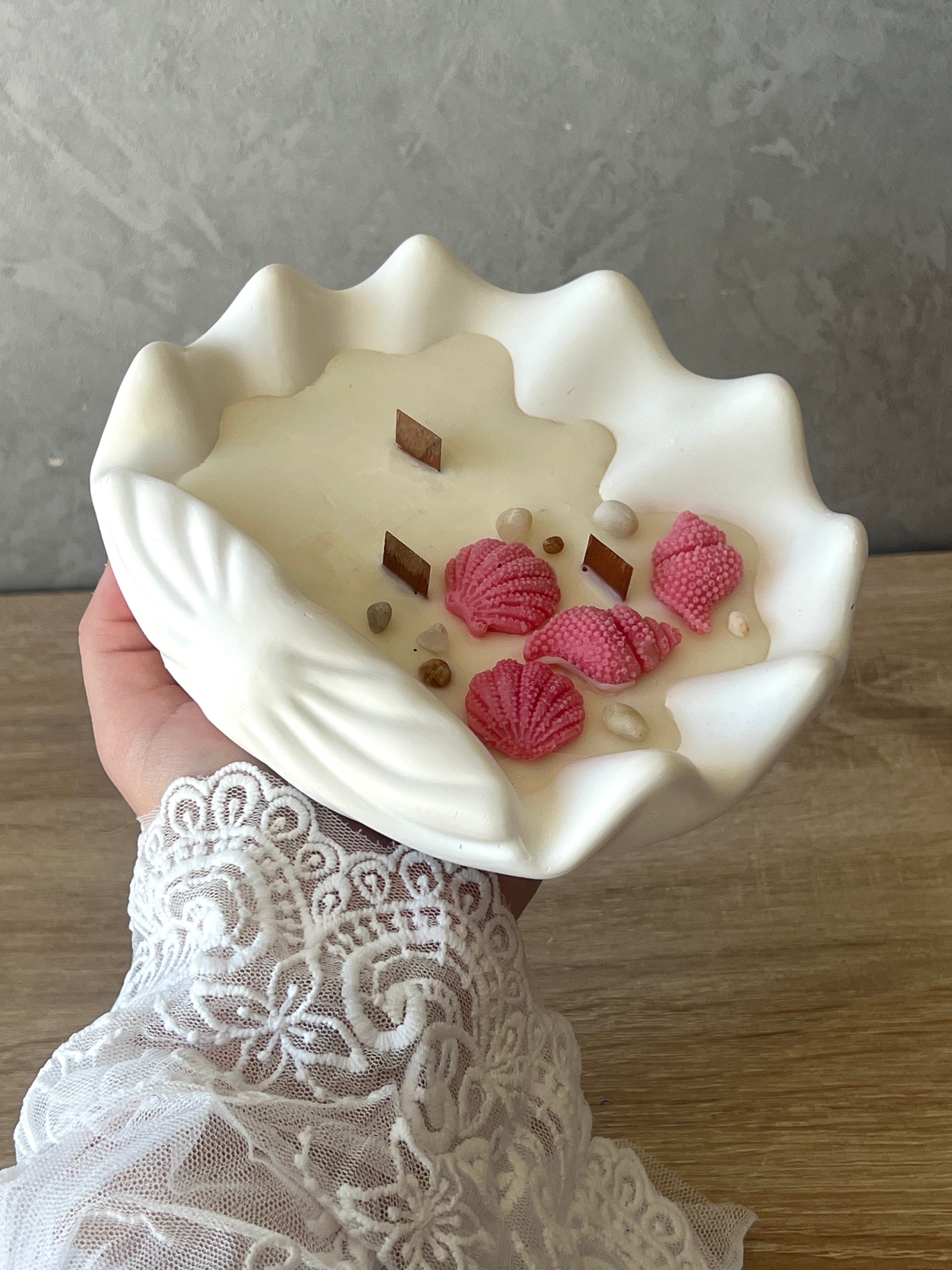 Grande bougie coquillage