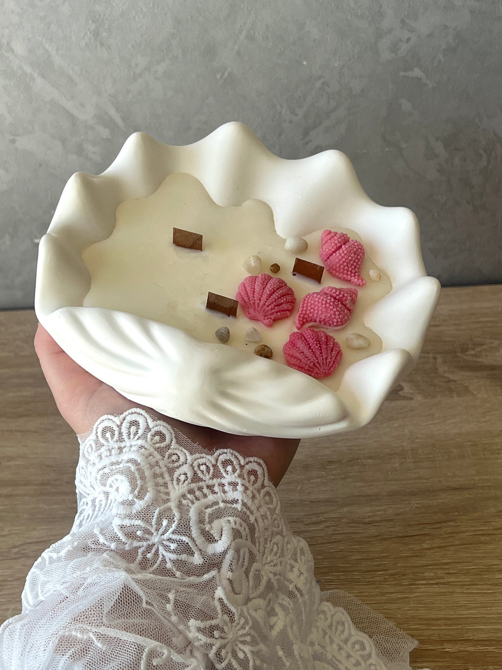 Grande bougie coquillage