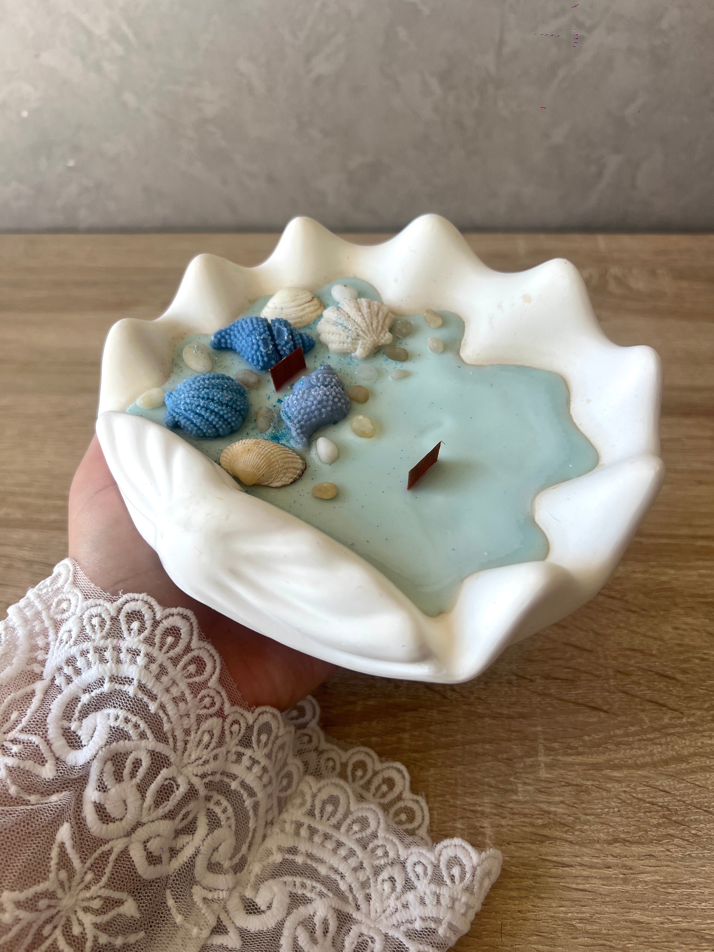 Grande bougie coquillage