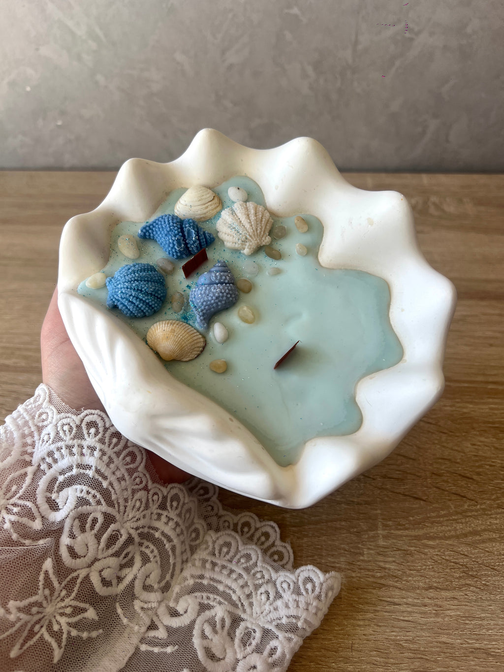 Grande bougie coquillage