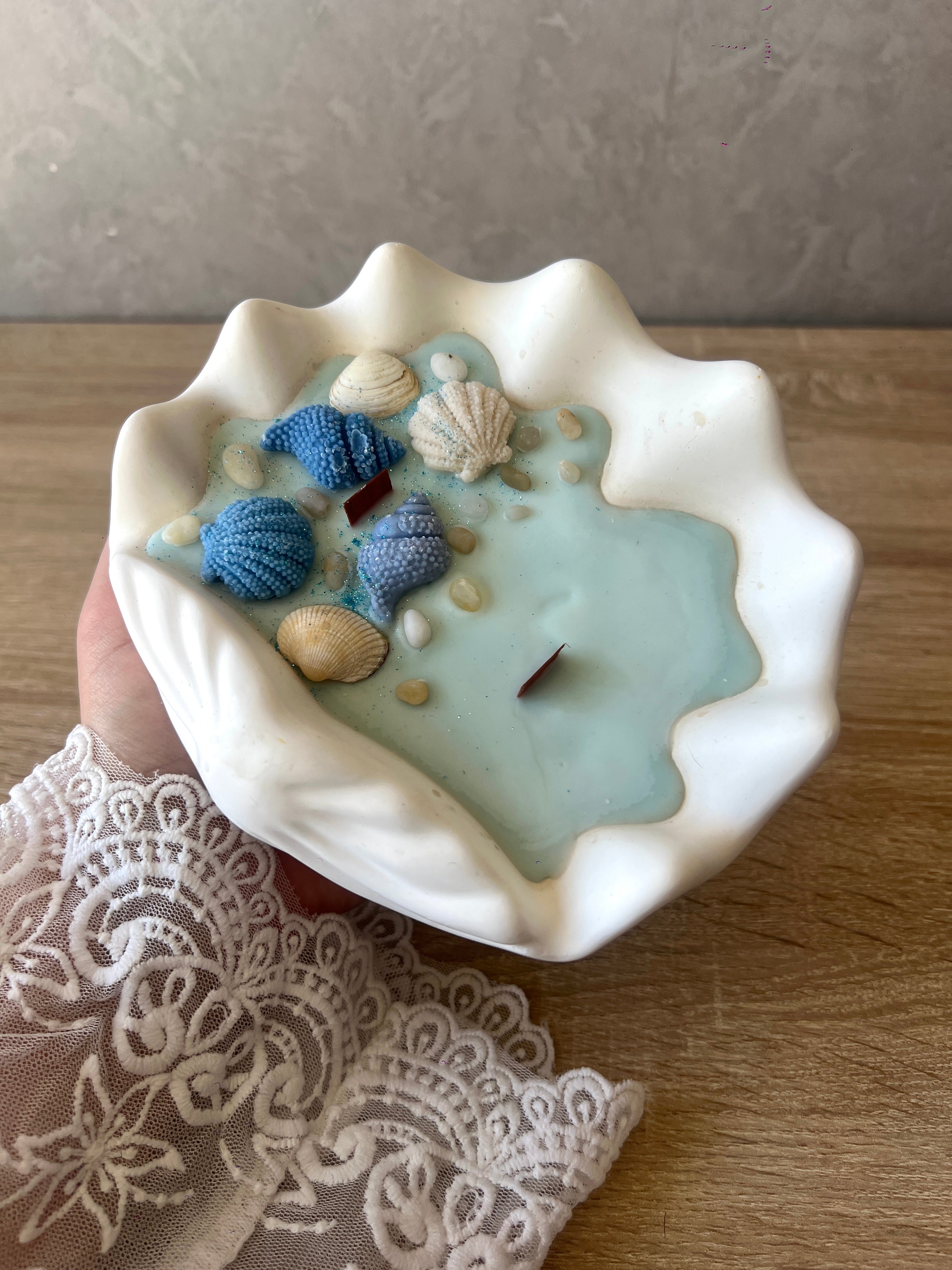 Grande bougie coquillage
