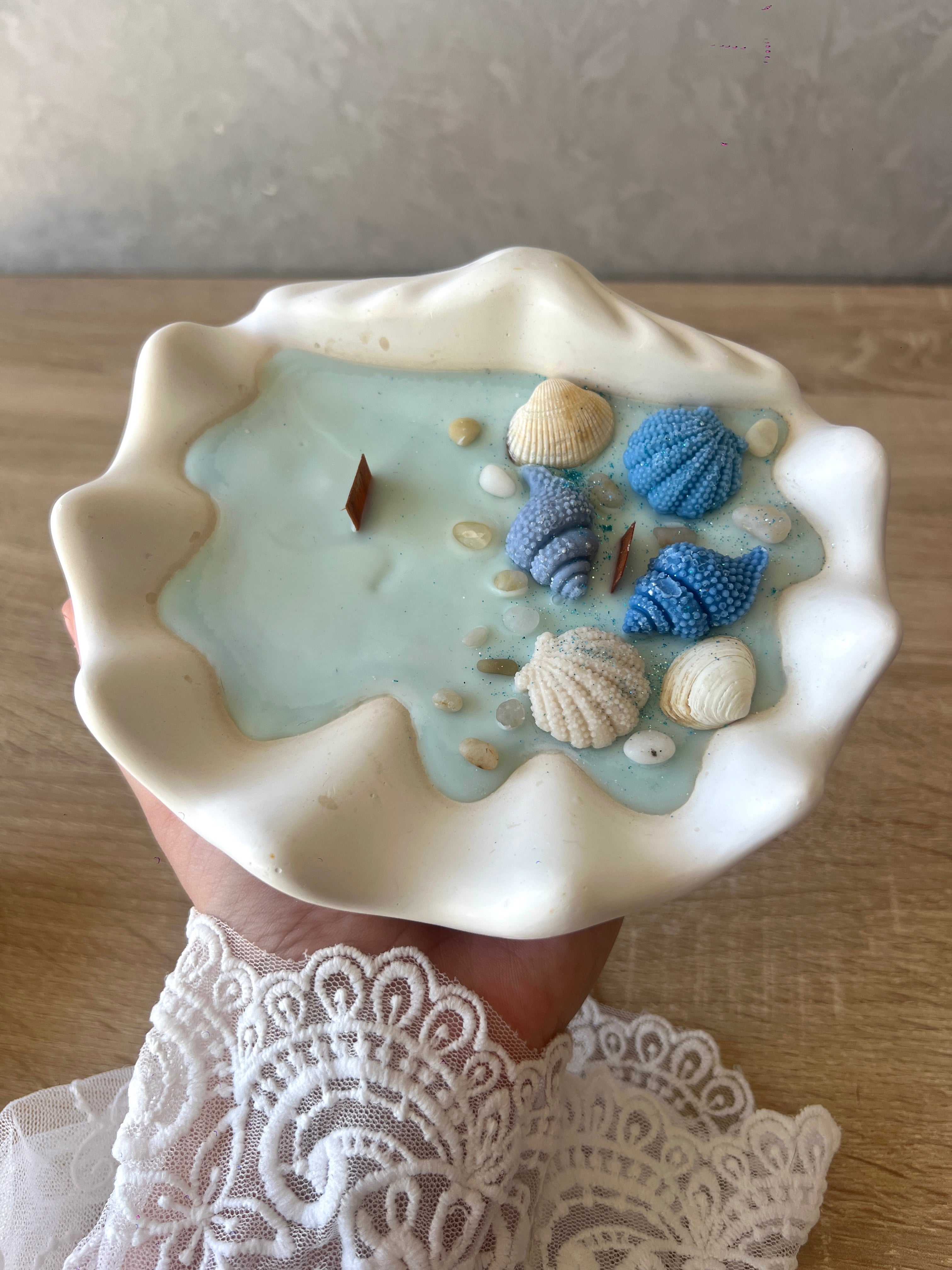 Grande bougie coquillage